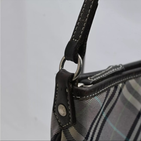 BURBERRY BLUE LABEL Check Pattern Shoulder Bag Nylon Leather Black - EUC - Picture 11 of 16